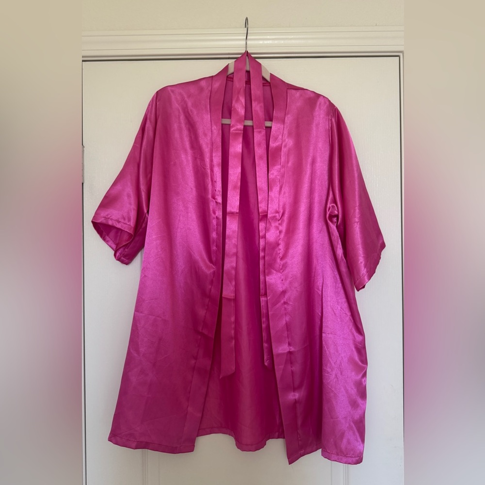 Elegant Pink Satin Robe